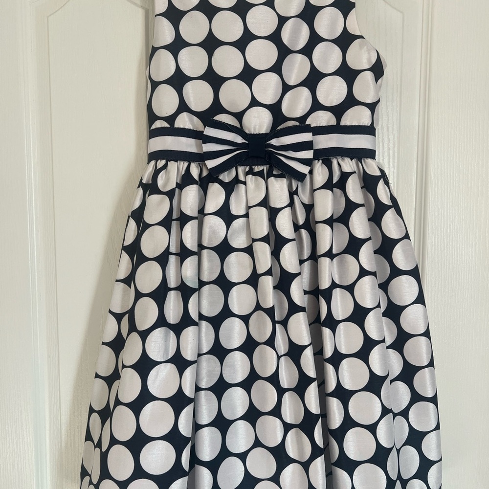 Stylish Polka Dot Kids Dress - Navy Blue and White